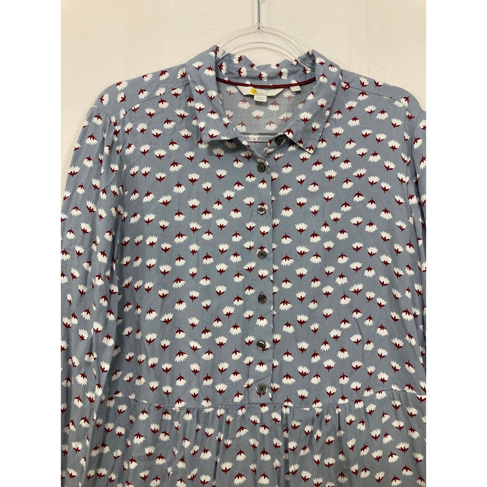 Boden Floral Tunic Shirt size 10 Long Button Down Peplum Soft Comfy Preppy - Picture 4 of 10